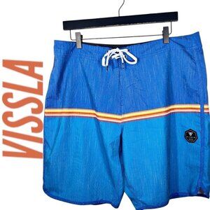 VISSLA Striped Board Shorts Swim Trunks Blue Men's, Size 36